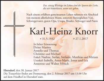 Anzeige von Karl-Heinz Knorr von MGO
