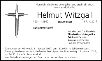 Anzeige von Helmut Witzgalt von MGO