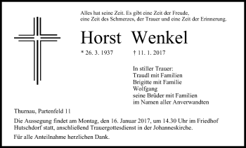 Anzeige von Horst Wenkel von MGO