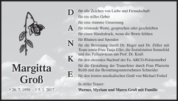 Anzeige von Margitta Groß von MGO