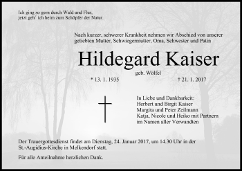 Anzeige von Hildegard Kaiser von MGO