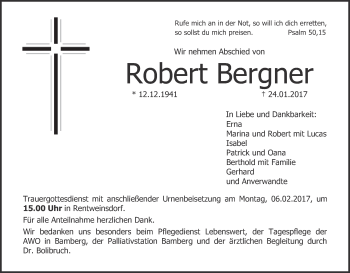 Anzeige von Robert Bergner von MGO