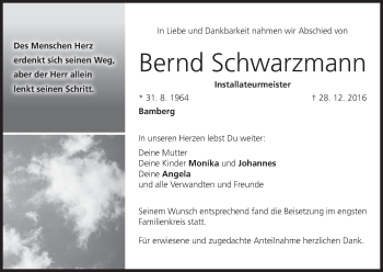 Anzeige von Bernd Schwarzmann von MGO