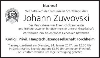Anzeige von Johann Zuwovski von MGO