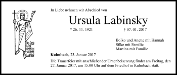 Anzeige von Ursula Labinsky von MGO