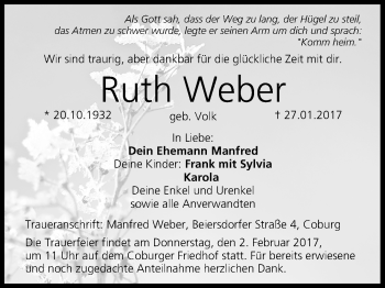 Anzeige von Ruth Weber von MGO
