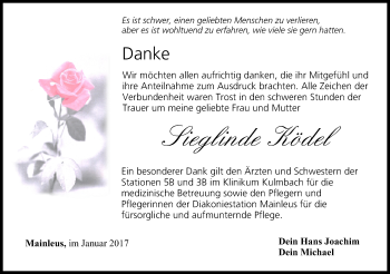 Anzeige von Sieglinde Ködel von MGO