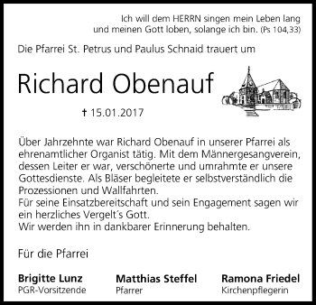 Anzeige von Richard Obenauf von MGO