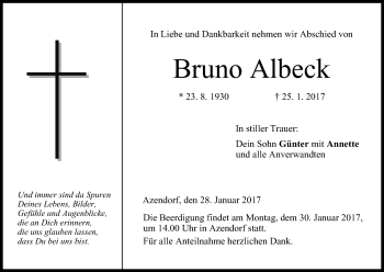 Anzeige von Bruno Albeck von MGO