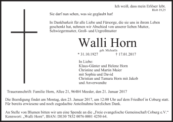 Anzeige von Walli Horn von MGO