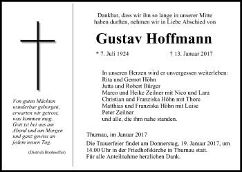 Anzeige von Gustav Hoffmann von MGO