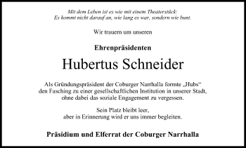 Anzeige von Hubertus Schneider von MGO