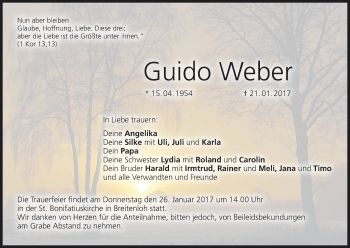 Anzeige von Guido Weber von MGO