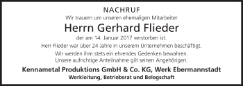 Anzeige von Gerhard Flieder von MGO