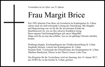 Anzeige von Margit Brice von MGO