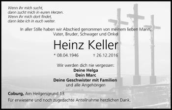 Anzeige von Heinz Keller von MGO