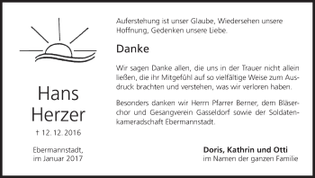 Anzeige von Hans Herzer von MGO