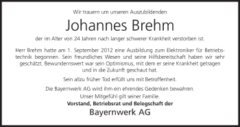 Anzeige von Johannes Brehm von MGO