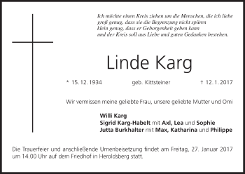 Anzeige von Linde Karg von MGO
