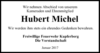Anzeige von Hubert Michel von MGO
