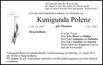 Anzeige von Kunigunda Polenz von MGO