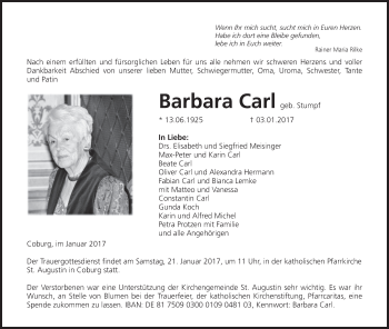 Anzeige von Barbara Carl von MGO
