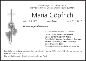 Anzeige von Maria Göpfrich von MGO
