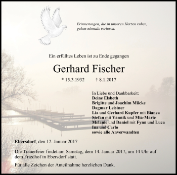 Anzeige von Gerhard Fischer von MGO