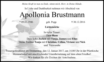 Anzeige von Apollonia Brustmann von MGO
