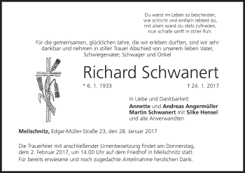 Anzeige von Richard Schwanert von MGO