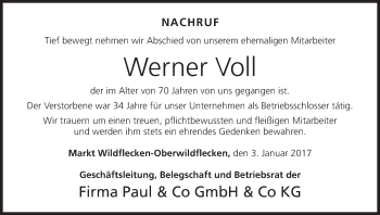 Anzeige von Werner Voll von MGO