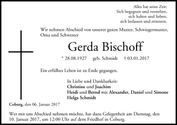Anzeige von Gerda Bischoff von MGO