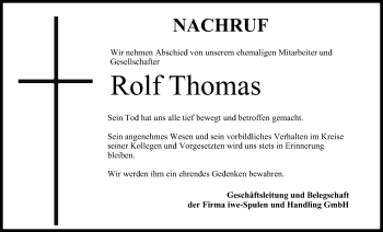 Anzeige von Rolf Thomas von MGO