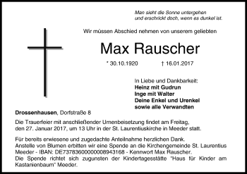 Anzeige von Max Rauscher von MGO