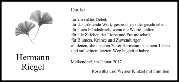 Anzeige von Hermann Riegel von MGO