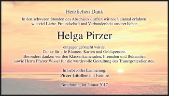 Anzeige von Helga Pirzer von MGO