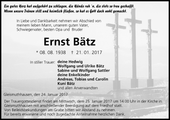 Anzeige von Ernst Bätz von MGO