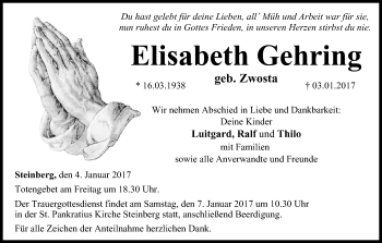 Anzeige von Elisabeth Gehring von MGO