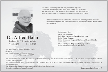 Anzeige von Alfred Hahn von MGO