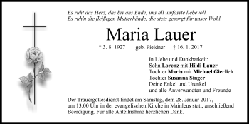 Anzeige von Maria Lauer von MGO