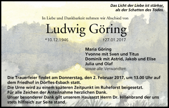 Anzeige von Ludwig Göring von MGO