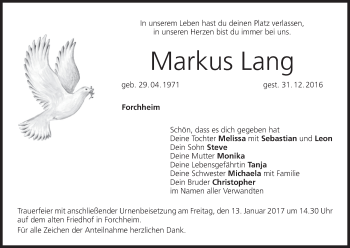 Anzeige von Markus Lang von MGO