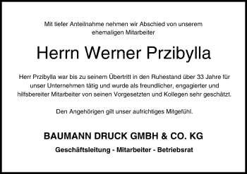 Anzeige von Werner Przibylla von MGO