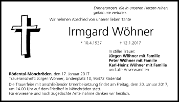 Anzeige von Irmgard Wöhner von MGO