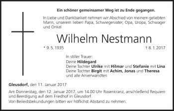 Anzeige von Wilhelm Nestmann von MGO