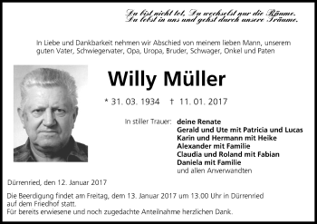 Anzeige von Willy Müller von MGO