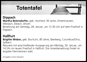 Anzeige von Totentafel vom 28.01.2017 von MGO