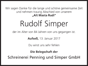 Anzeige von Rudolf Simper von MGO