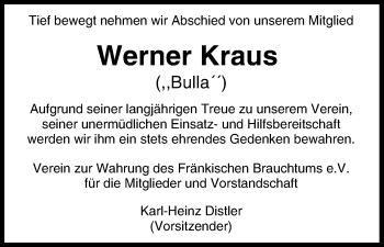 Anzeige von Werner Kraus von MGO
