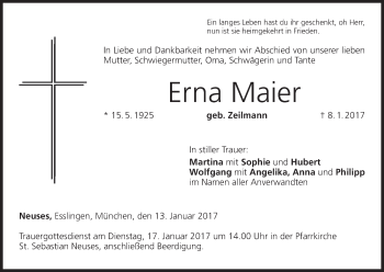 Anzeige von Erna Maier von MGO